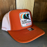 Hermosa Beach SURF HERMOSA :: OPEN DAILY High Crown Trucker Hat - Texas Orange/White