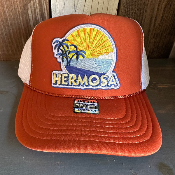 Hermosa Beach FIESTA High Crown Trucker Hat - Texas Orange/White