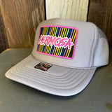 Hermosa Beach HERMOSA'84 High Crown Trucker Hat - Grey (Curved Brim)
