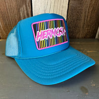 Hermosa Beach HERMOSA'84 High Crown Trucker Hat - Turquoise Blue