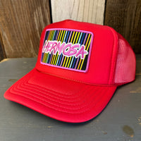 Hermosa Beach HERMOSA'84 High Crown Trucker Hat - Red (Curved Brim)