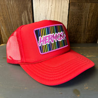 Hermosa Beach HERMOSA'84 High Crown Trucker Hat - Red (Curved Brim)
