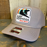 Hermosa Beach SURF HERMOSA :: OPEN DAILY 5 Panel Mid Profile Baseball Cap - Grey