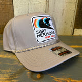 Hermosa Beach SURF HERMOSA :: OPEN DAILY 5 Panel Mid Profile Baseball Cap - Grey