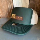 Hermosa Beach PIER AVE High Crown Trucker Hat (Dark Green/Khaki)