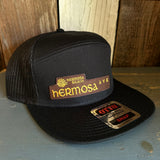 Hermosa Beach HERMOSA AVE 7 Panel Mid Profile Trucker Snapback Hat - Black