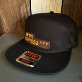Hermosa Beach HERMOSA AVE 7 Panel Mid Profile Trucker Snapback Hat - Black