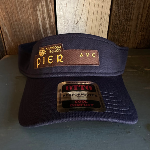 Hermosa Beach PIER AVE - Cool Comfort Performance Polyester Cool Mesh Sun Visor - Navy