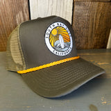 SOUTH BAY SURF (Multi Colored Patch) 5 panel Mesh Trucker, Rope cap - Loden/Gold Braid