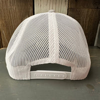 PALM SPRINGS, California 6 Panel Low Profile Mesh Back Trucker Hat - Heather Grey/White