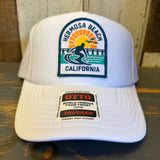 Hermosa Beach 1 to 3 FEET & RISING High Crown Trucker Hat - White