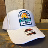 Hermosa Beach 1 to 3 FEET & RISING High Crown Trucker Hat - White
