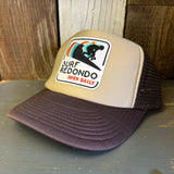 SURF REDONDO :: OPEN DAILY Foam TRUCKER Cap Hat - Brown/Khaki/Brown