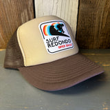 SURF REDONDO :: OPEN DAILY Foam TRUCKER Cap Hat - Brown/Khaki/Brown
