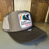 SURF REDONDO BEACH :: OPEN DAILY Trucker Hat - Charcoal/Black (Curved Brim)