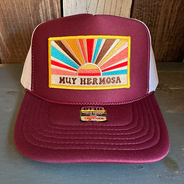 Hermosa Beach MUY HERMOSA Trucker Hat - Maroon/White