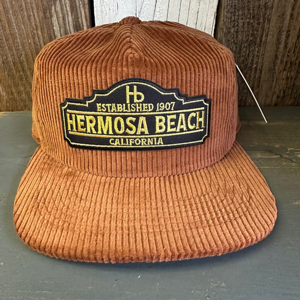 Hermosa Beach ARE YOU ESTABLISHED? Vintage Corduroy Hat - Coyote Brown