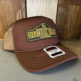 Hermosa Beach ARE YOU ESTABLISHED? High Crown PREMIUM Trucker Hat - Brown (Curved Brim)