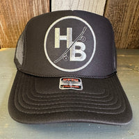 Hermosa Beach SKATEBOARDING WAS NEVER A CRIME High Crown Trucker Hat - Black (Curved Brim)