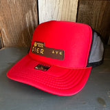 Hermosa Beach PIER AVE High Crown Trucker Hat - Red/Black