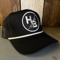 Hermosa Beach SKATEBOARDING WAS NEVER A CRIME 5 panel Cotton Twill Front, Mesh Back, Rope cap - Black/White Braid