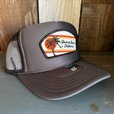 Hermosa Beach RETRO SUNSET High Crown Trucker Hat - Charcoal/Black (Curved Brim)