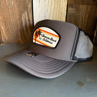 Hermosa Beach RETRO SUNSET High Crown Trucker Hat - Charcoal/Black (Curved Brim)