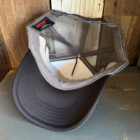 Hermosa Beach RETRO SUNSET High Crown Trucker Hat - Charcoal/Black (Curved Brim)