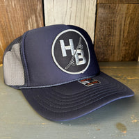 Hermosa Beach SKATEBOARDING WAS NEVER A CRIME High Crown Trucker Hat - Navy