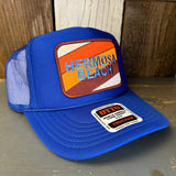 Hermosa Beach GOLF CARTS & YOGA PANTS High Crown Trucker Hat - Royal Blue (Curved Brim)