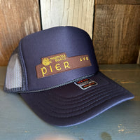 Hermosa Beach PIER AVE High Crown Trucker Hat - Navy