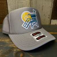 Hermosa Beach LIFEGUARD TOWER :: North of Pier - High Crown Trucker Hat - Grey (Curved Brim)