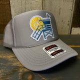 Hermosa Beach LIFEGUARD TOWER :: North of Pier - High Crown Trucker Hat - Grey (Curved Brim)