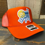 Hermosa Beach LIFEGUARD TOWER :: North of Pier - High Crown Trucker Hat - Orange
