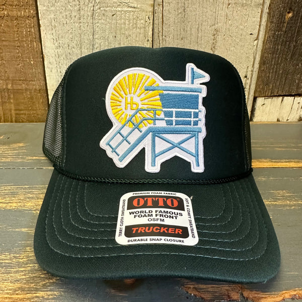Hermosa Beach LIFEGUARD TOWER High Crown Trucker Hat - Dark Green