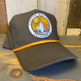 SOUTH BAY SURF (Multi Color Patch) 5 Panel Golf, Rope caps - Loden/Gold Braid