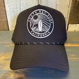 SOUTH BAY SURF (Black Patch)High Crown 5 Panel Perforated Mesh Back Hat - Black