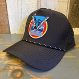 LET'S GET SERVED :: HERMOSA BEACH VOLLEYBALL High Crown 5 Panel Perforated Mesh Back Hat - Black