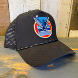 LET'S GET SERVED :: HERMOSA BEACH VOLLEYBALL High Crown 5 Panel Perforated Mesh Back Hat - Black