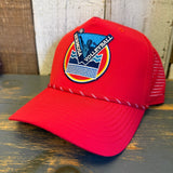 LET'S GET SERVED :: HERMOSA BEACH VOLLEYBALL High Crown 5 Panel Perforated Mesh Back Hat - Red