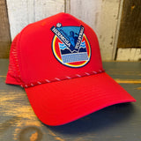 LET'S GET SERVED :: HERMOSA BEACH VOLLEYBALL High Crown 5 Panel Perforated Mesh Back Hat - Red