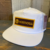 Hermosa Beach SURF HERMOSA :: OPEN DAILY Nylon/Cotton Blend Hat - White