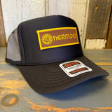 Hermosa Beach AS REAL AS THE STREETS High Crown Trucker Hat - Black