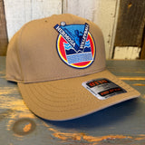 LET'S GET SERVED :: HERMOSA BEACH VOLLEYBALL 5 Panel Mid Profile Baseball Cap - Wheat Brown
