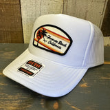 Hermosa Beach RETRO SUNSET High Crown Trucker Hat - White