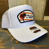 Hermosa Beach RETRO SUNSET High Crown Trucker Hat - White