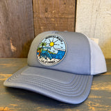 Hermosa Beach SHOREFRONT 6 Panel Trucker Hat - Steel/White