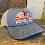 Hermosa Beach MUY HERMOSA 6 Panel Trucker Hat - Steel/White