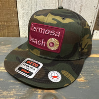 Hermosa Beach WELCOME SIGN 6 Panel FLEX BILL Snapback Hat - Camo