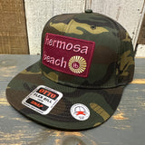Hermosa Beach WELCOME SIGN 6 Panel FLEX BILL Snapback Hat - Camo